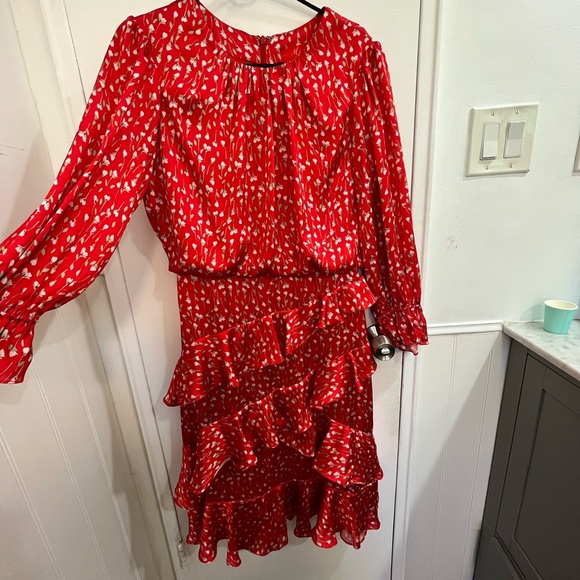 Red Ruffled Midi Dress - Picture 4 of 9